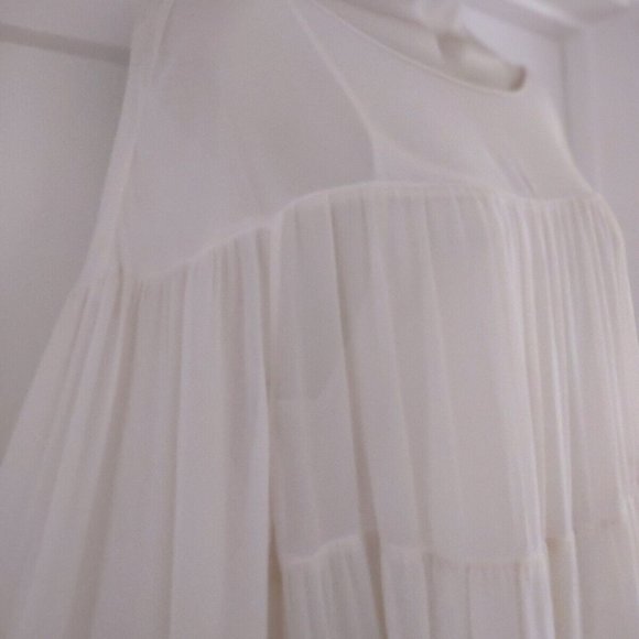 LACAUSA IVORY, CREAM SEASHELL TUNIC DRESS "W/ SLIP" ANTHROPOLOGIE - SMALL - Picture 2 of 6